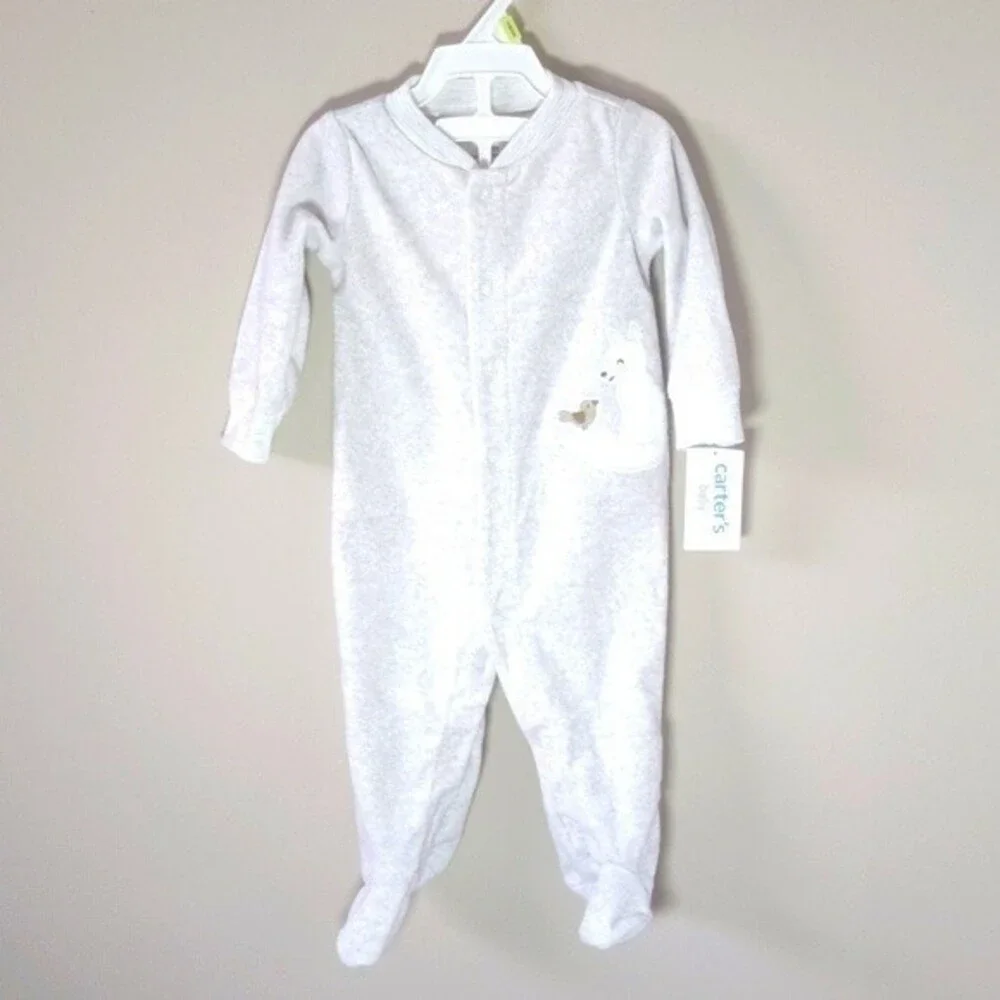 🔥 Carter's Heather gray sleeper with fox and bird - 6 mos - NWT